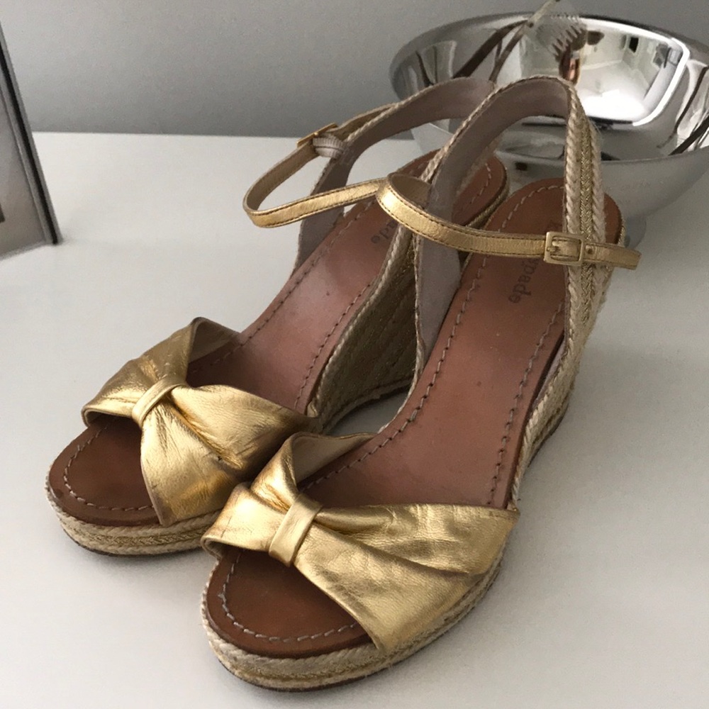 Kate Spade Gold Wedges